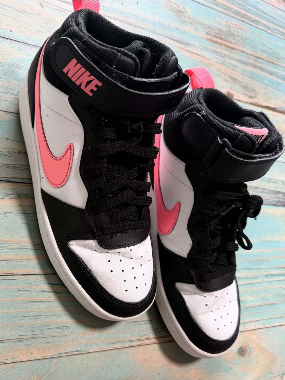 Nike Women’s High-Top Sneakers in Black, White & Pink